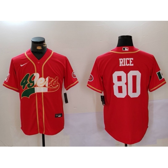 Men's San Francisco 49ers #80 Jerry Rice Red With Cool Base Stitched Baseball Jerseys