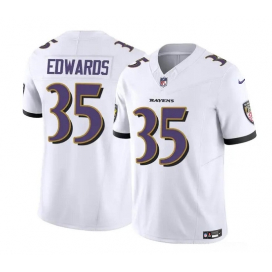Men's Baltimore Ravens #35 Gus Edwards White 2023 F.U.S.E. Vapor Limited Football Stitched Jersey - Ujersey