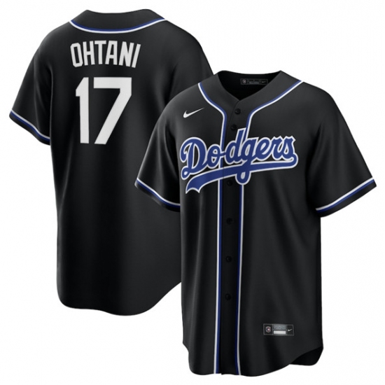 Men's Los Angeles Dodgers #17 Shohei Ohtani Black Lights Out Limited Stitched Baseball Jersey - Ujersey