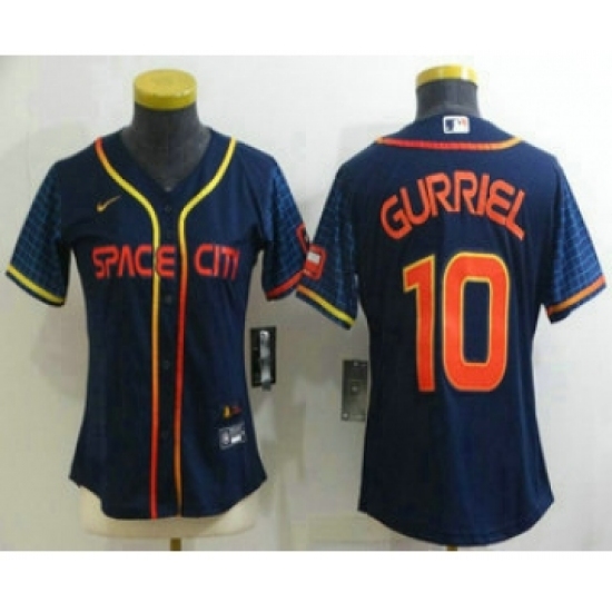 Women's Houston Astros #10 Yuli Gurriel 2022 Navy Blue City Connect Cool Base Stitched Jersey - Ujersey
