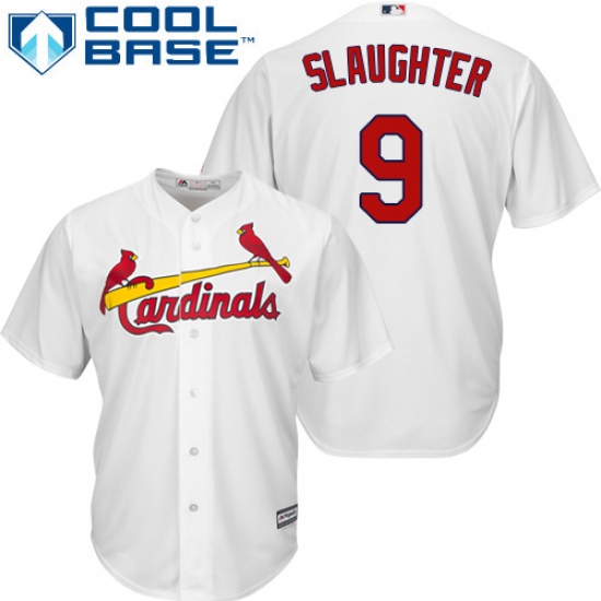 Men's Majestic St. Louis Cardinals #9 Enos Slaughter Replica White Home Cool Base MLB Jersey - Ujersey