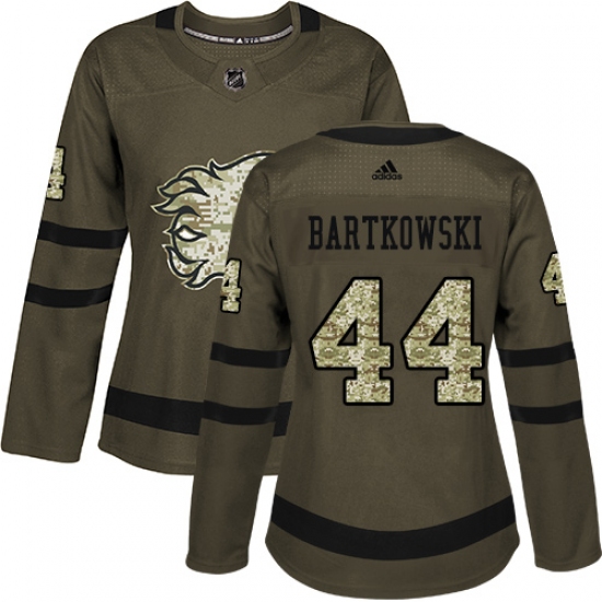 Women's Reebok Calgary Flames #44 Matt Bartkowski Authentic Green Salute to Service NHL Jersey - Ujersey