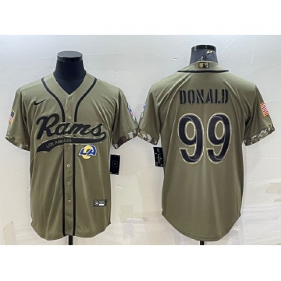 Men's Los Angeles Rams #99 Aaron Donald Olive 2022 Salute to Service Cool Base Stitched Baseball Jersey - Ujersey