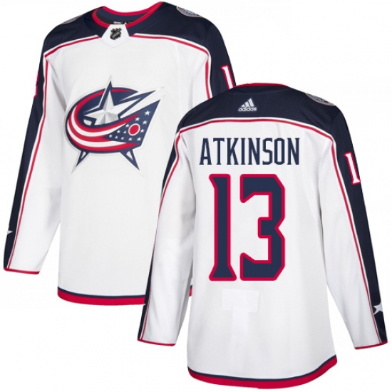 Men's Adidas Columbus Blue Jackets #13 Cam Atkinson White Road Authentic Stitched NHL Jersey - Ujersey