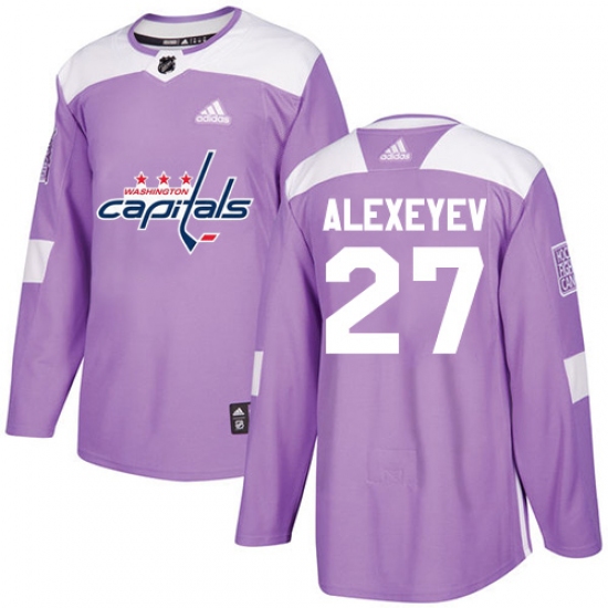 Youth Adidas Washington Capitals #27 Alexander Alexeyev Authentic Purple Fights Cancer Practice NHL Jersey - Ujersey