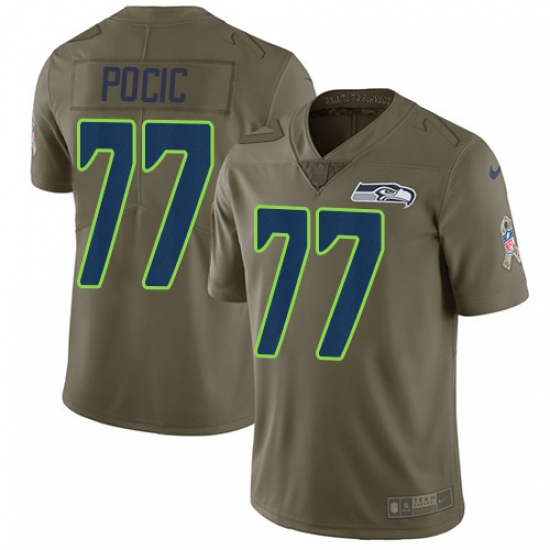 Youth Nike Seattle Seahawks #77 Ethan Pocic Limited Olive 2017 Salute to Service NFL Jersey - Ujersey