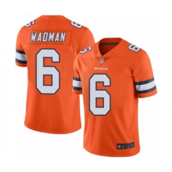 Men's Denver Broncos #6 Colby Wadman Limited Orange Rush Vapor Untouchable Football Jersey