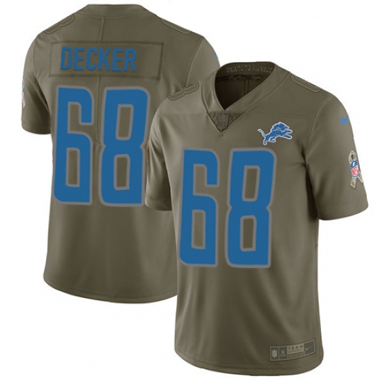 Men's Nike Detroit Lions #68 Taylor Decker Limited Olive 2017 Salute to Service NFL Jersey - Ujersey