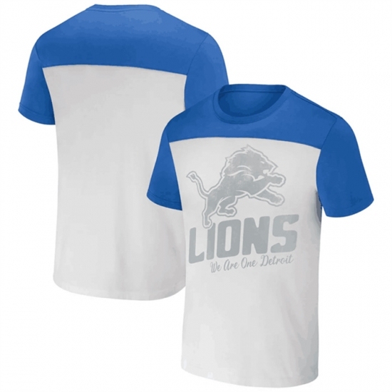 Men's Detroit Lions Cream Blue X Darius Rucker Collection Colorblocked T Shirt - Ujersey