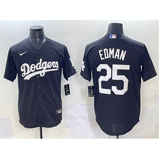 Men's Los Angeles Dodgers #25 Tommy Edman Black Stitched Baseball Jersey - Ujersey
