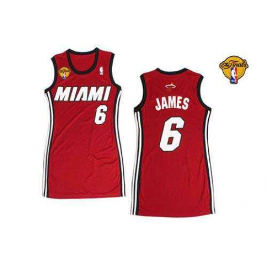 Women NBA Miami Heat #6 LeBron James Red With Finals Patch Dress Stitched NBA Jersey - Ujersey