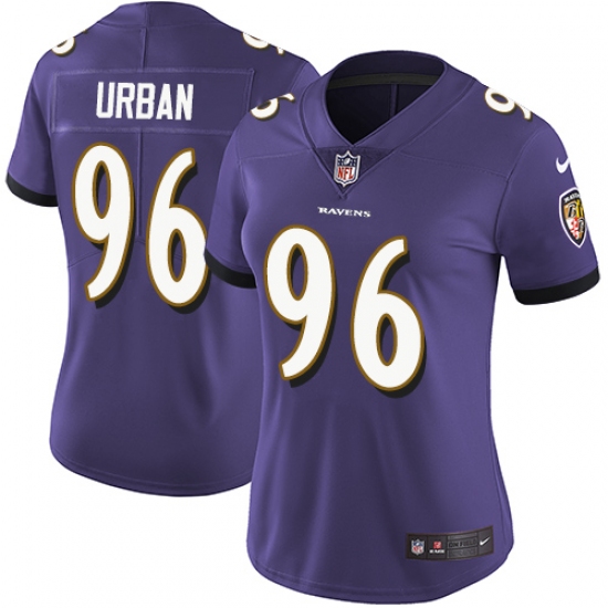 Women's Nike Baltimore Ravens #96 Brent Urban Purple Team Color Vapor Untouchable Limited Player NFL Jersey - Ujersey