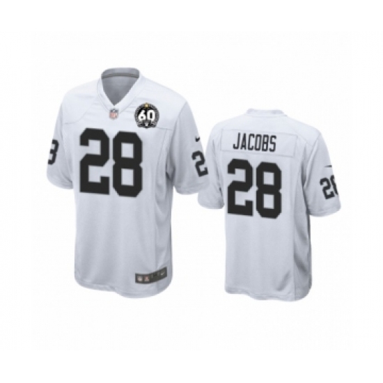 Youth Oakland Raiders #28 Josh Jacobs Game 60th Anniversary White Football Jersey