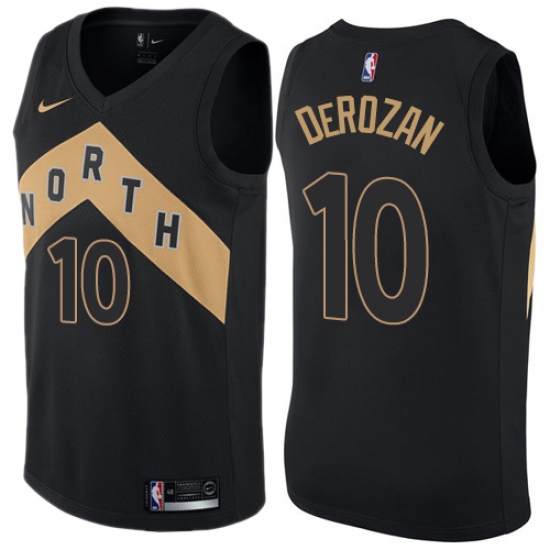 Men's Nike Toronto Raptors #10 DeMar DeRozan Authentic Black NBA Jersey - City Edition - Ujersey