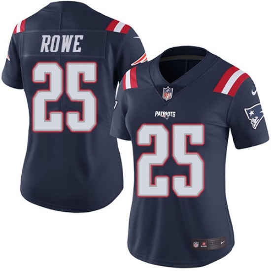 Women's Nike New England Patriots #25 Eric Rowe Limited Navy Blue Rush Vapor Untouchable NFL Jersey - Ujersey