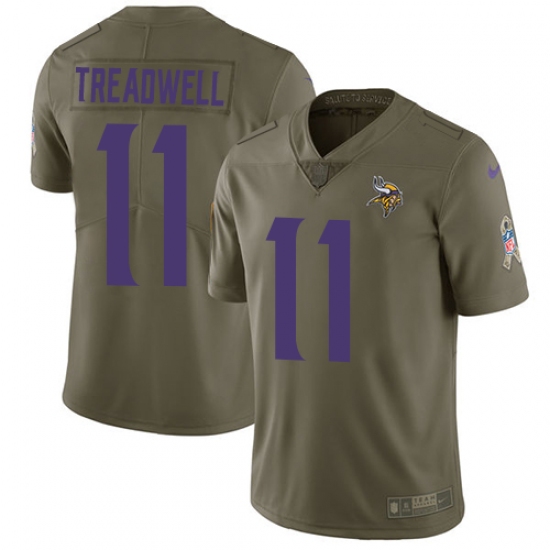 Men's Nike Minnesota Vikings #11 Laquon Treadwell Limited Olive 2017 Salute to Service NFL Jersey - Ujersey