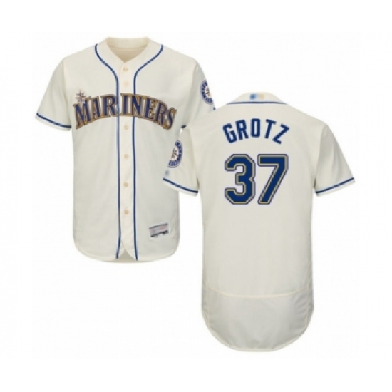 Men's Seattle Mariners #37 Zac Grotz Cream Alternate Flex Base Authentic Collection Baseball Player Jersey - Ujersey
