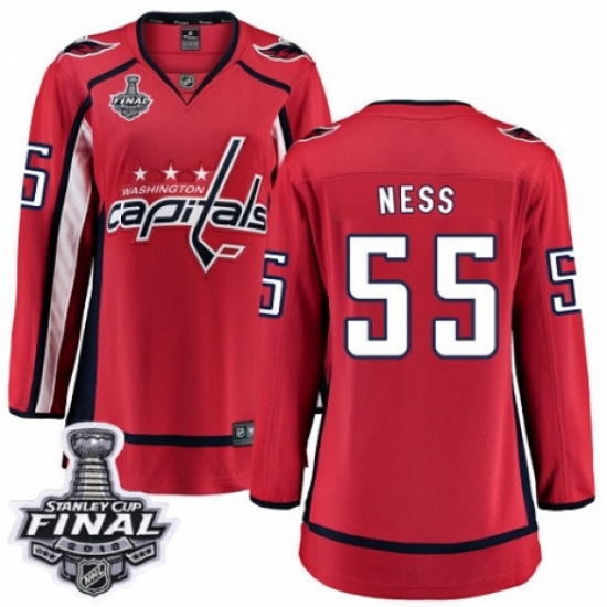 Women's Washington Capitals #55 Aaron Ness Fanatics Branded Red Home Breakaway 2018 Stanley Cup Final NHL Jersey - Ujersey