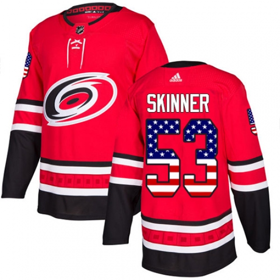 Men's Adidas Carolina Hurricanes #53 Jeff Skinner Authentic Red USA Flag Fashion NHL Jersey - Ujersey