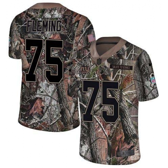 Youth New York Giants #75 Cameron Fleming Camo Stitched Limited Rush Realtree Jersey - Ujersey