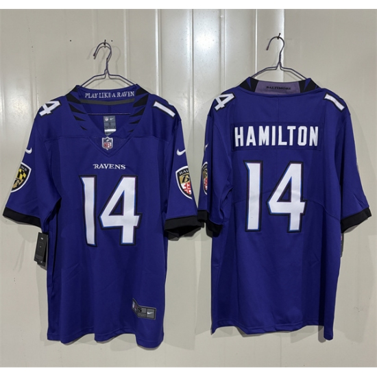 Men's Baltimore Ravens #14 Kyle Hamilton Purple 2026 Alternate Vapor Limited Football Stitched Jersey - Ujersey