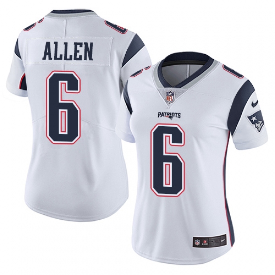 Women's Nike New England Patriots #6 Ryan Allen White Vapor Untouchable Limited Player NFL Jersey - Ujersey