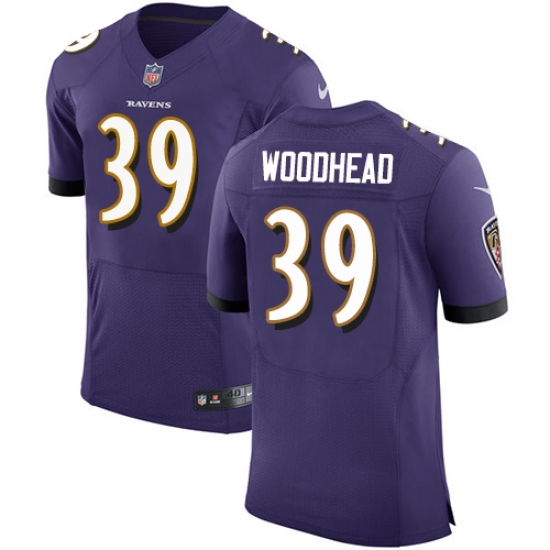 Men's Nike Baltimore Ravens #39 Danny Woodhead Elite Purple Team Color NFL Jersey - Ujersey