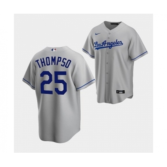 Men's Los Angeles Dodgers #25 Trayce Thompson Gray Cool Base Stitched Baseball Jersey - Ujersey