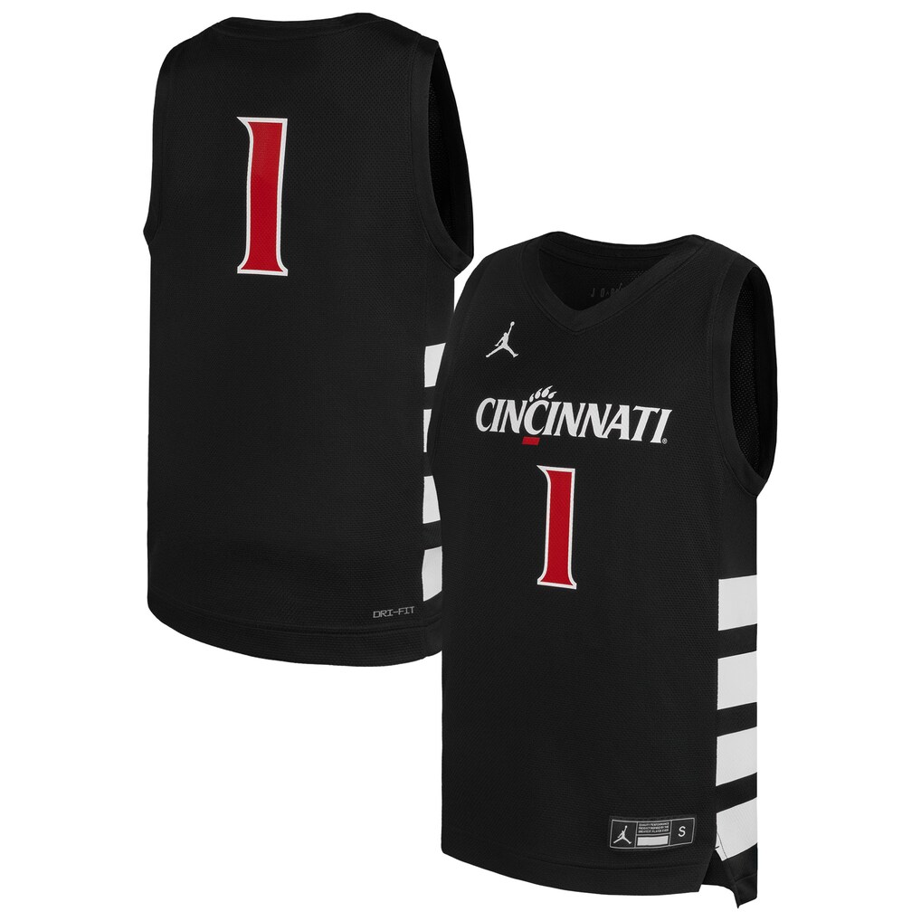 Youth Jordan Brand #1 Black Cincinnati Bearcats Replica Basketball Jersey - Ujersey