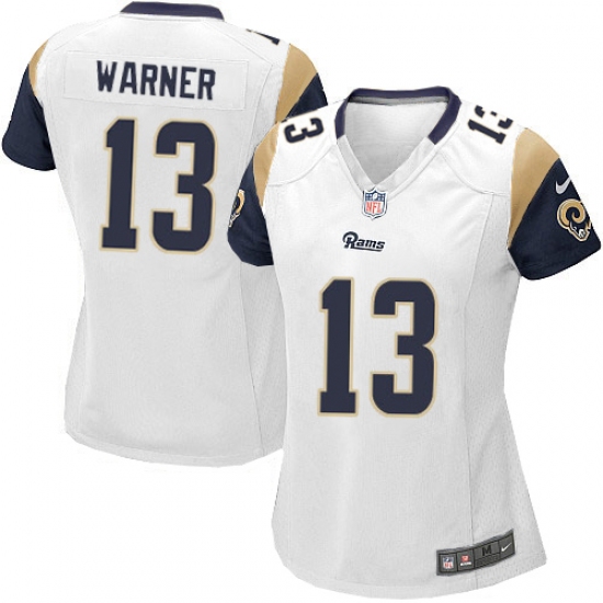 Women's Nike Los Angeles Rams #13 Kurt Warner Game White NFL Jersey - Ujersey