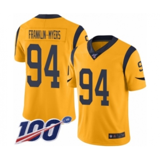 Men's Los Angeles Rams #94 John Franklin-Myers Limited Gold Rush Vapor Untouchable 100th Season Football Jersey - Ujersey