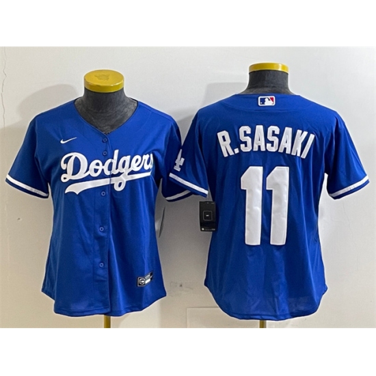 Women's Los Angeles Dodgers #11 Roki Sasaki Royal Cool Base Stitched Baseball Jersey(Run Small) - Ujersey