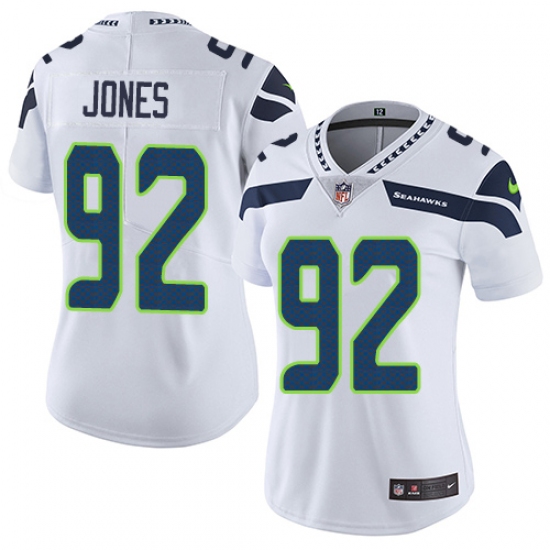 Women's Nike Seattle Seahawks #92 Nazair Jones White Vapor Untouchable Elite Player NFL Jersey - Ujersey