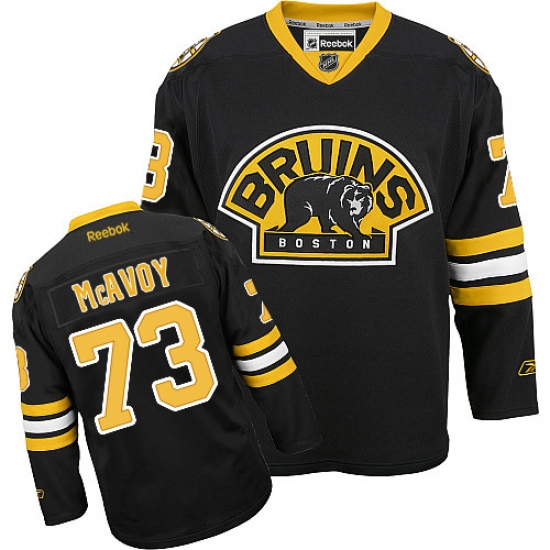 Women's Reebok Boston Bruins #73 Charlie McAvoy Authentic Black Third NHL Jersey - Ujersey