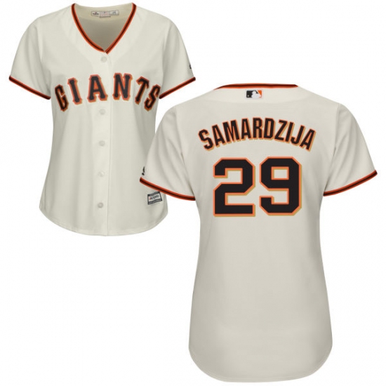 Women's Majestic San Francisco Giants #29 Jeff Samardzija Replica Cream Home Cool Base MLB Jersey - Ujersey