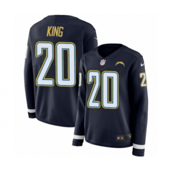 Women's Nike Los Angeles Chargers #20 Desmond King Limited Navy Blue Therma Long Sleeve NFL Jersey - Ujersey
