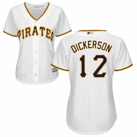 Women's Majestic Pittsburgh Pirates #12 Corey Dickerson Authentic White Home Cool Base MLB Jersey - Ujersey