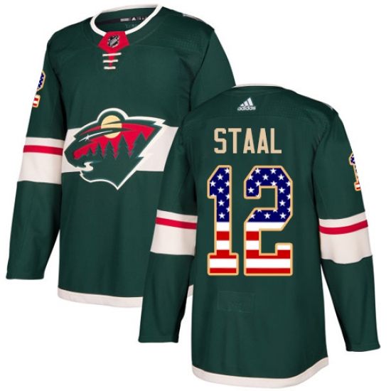 Youth Adidas Minnesota Wild #12 Eric Staal Authentic Green USA Flag Fashion NHL Jersey - Ujersey