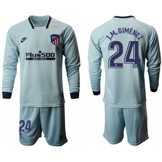 Atletico Madrid #24 J.M.Gimenez Third Long Sleeves Soccer Club Jersey