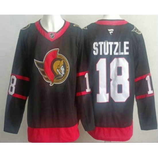 Men's Ottawa Senators #18 Tim Stutzle Black Authentic Jersey - Ujersey