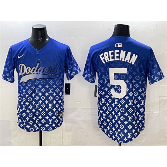 Men's Los Angeles Dodgers #5 Freddie Freeman Blue Limited Stitched Baseball Jersey - Ujersey