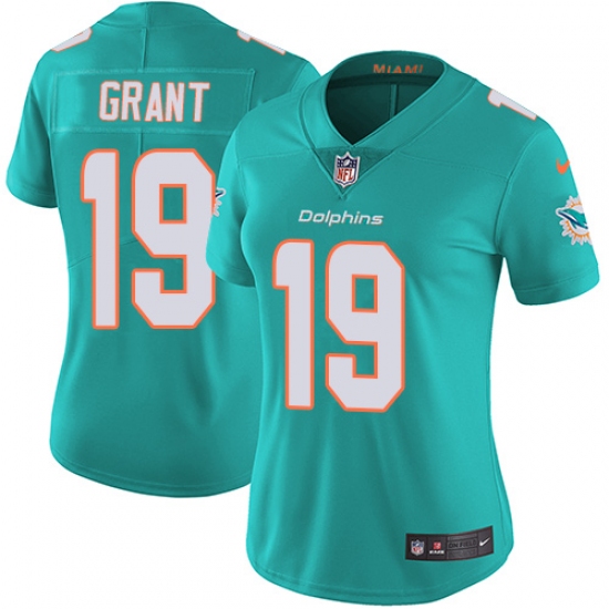 Women's Nike Miami Dolphins #19 Jakeem Grant Aqua Green Team Color Vapor Untouchable Limited Player NFL Jersey - Ujersey