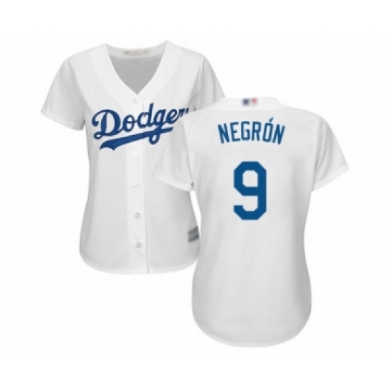 Women's Los Angeles Dodgers #9 Kristopher Negron Authentic White Home Cool Base Baseball Player Jersey - Ujersey