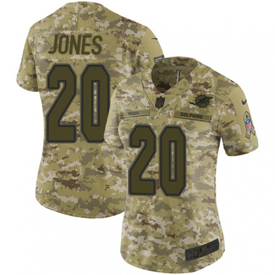 Women's Nike Miami Dolphins #20 Reshad Jones Limited Camo 2018 Salute to Service NFL Jersey - Ujersey