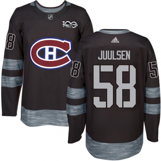 Men's Adidas Montreal Canadiens #58 Noah Juulsen Premier Black 1917-2017 100th Anniversary NHL Jersey - Ujersey