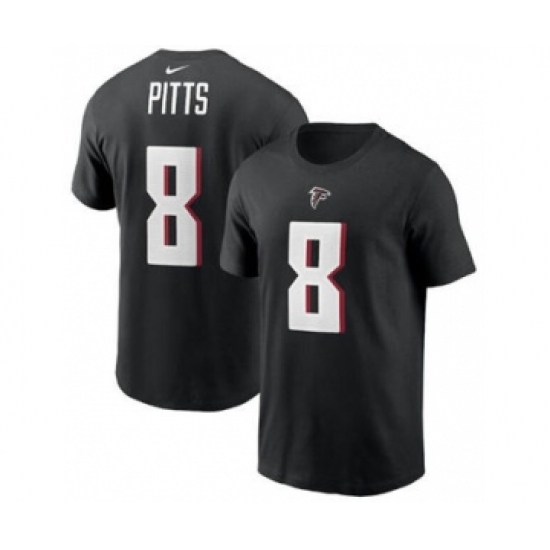 Men's Atlanta Falcons #8 Kyle Pitts 2021 Black Football Draft First Round Pick Player Name & Number Football T-Shirt - Ujersey