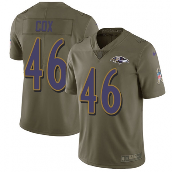 Men's Nike Baltimore Ravens #46 Morgan Cox Limited Olive 2017 Salute to Service NFL Jersey - Ujersey