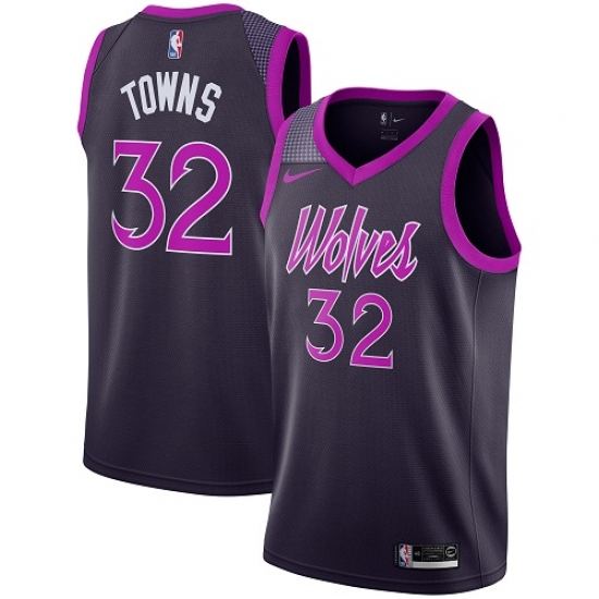 Youth Nike Minnesota Timberwolves #32 Karl-Anthony Towns Swingman Purple NBA Jersey - City Edition - Ujersey