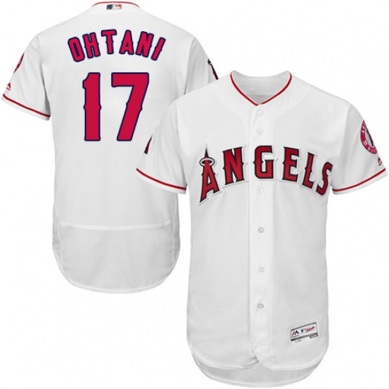Men's Majestic Los Angeles Angels of Anaheim #17 Shohei Ohtani White Home Flex Base Authentic Collection MLB Jersey - Ujersey