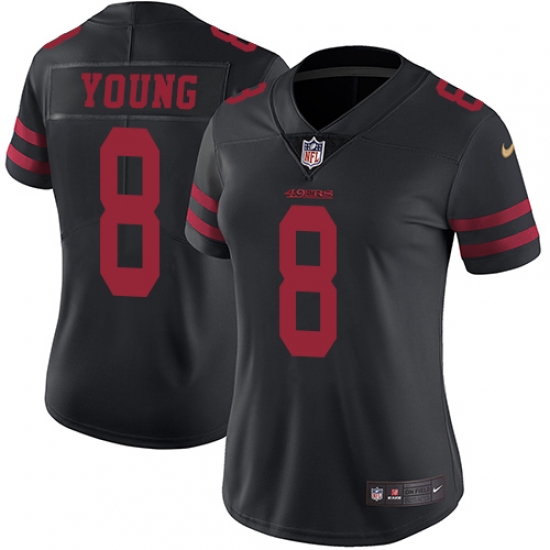 Women's Nike San Francisco 49ers #8 Steve Young Elite Black NFL Jersey - Ujersey